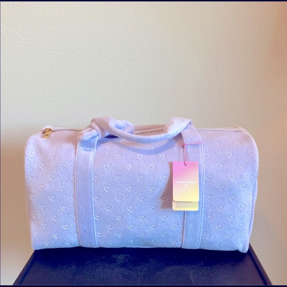 STONEY CLOVER LANE x TARGET: PURPLE TERRY CLOTH HEART DUFFEL! IN HAND - Picture 1 of 1